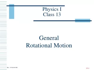Physics I Class 13
