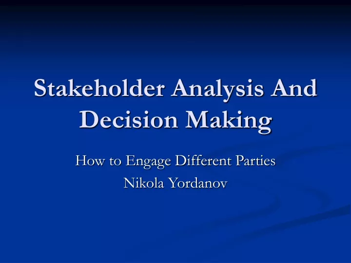 stakeholder analysis and decision making