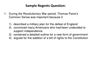 Sample Regents Question: