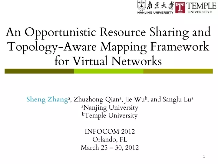 an opportunistic resource sharing and topology aware mapping framework for virtual networks