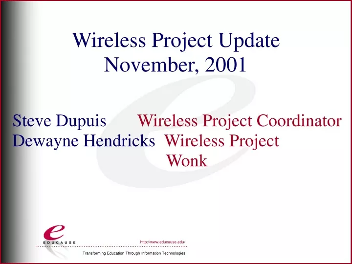 wireless project update november 2001