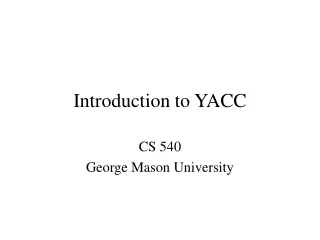 Introduction to YACC