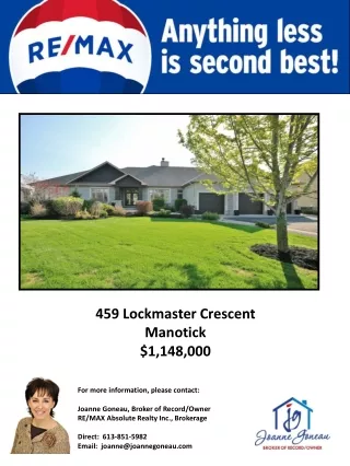459 Lockmaster Crescent Manotick $1,148,000