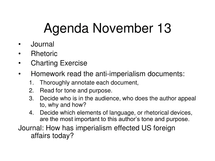 agenda november 13