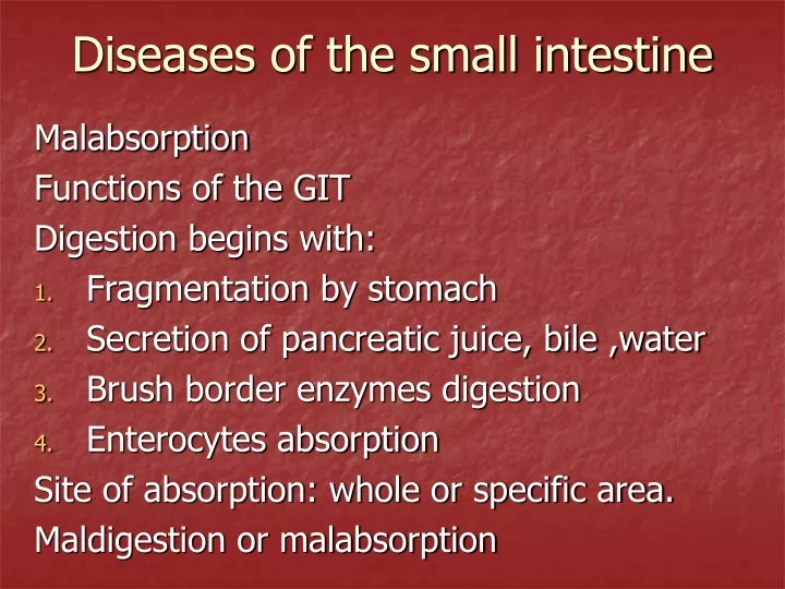 diseases of the small intestine