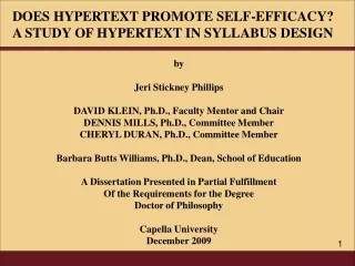 DOES HYPERTEXT PROMOTE SELF-EFFICACY? A STUDY OF HYPERTEXT IN SYLLABUS DESIGN