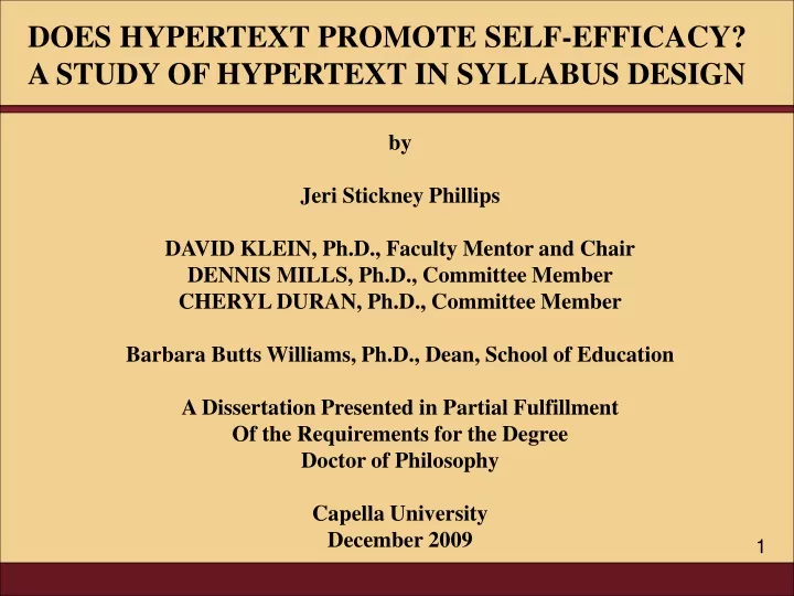 does hypertext promote self efficacy a study