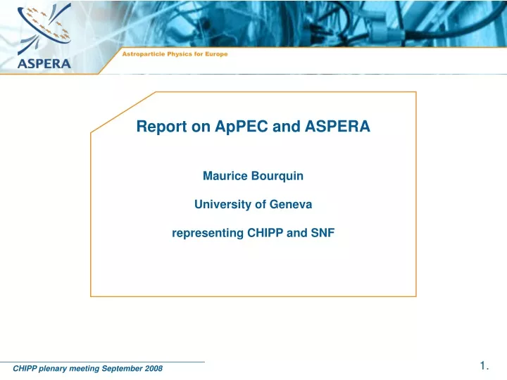 report on appec and aspera maurice bourquin