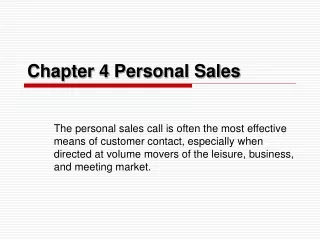 Chapter 4 Personal Sales