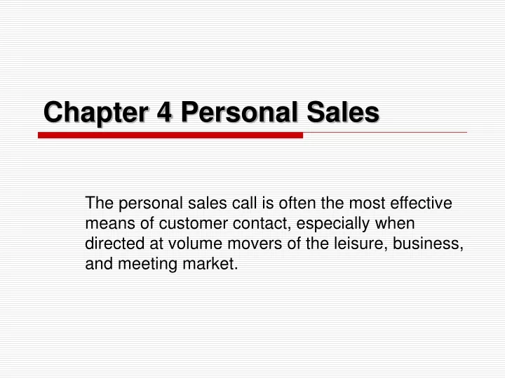 chapter 4 personal sales