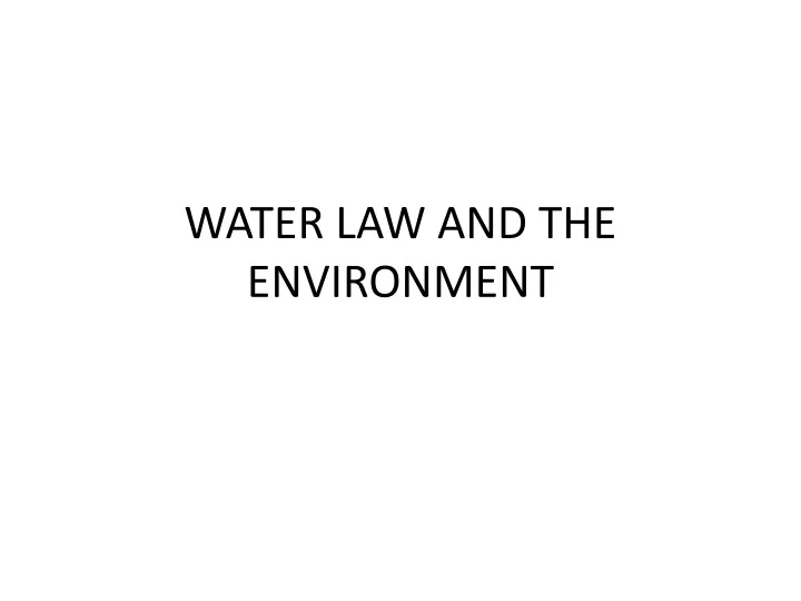 water law and the environment