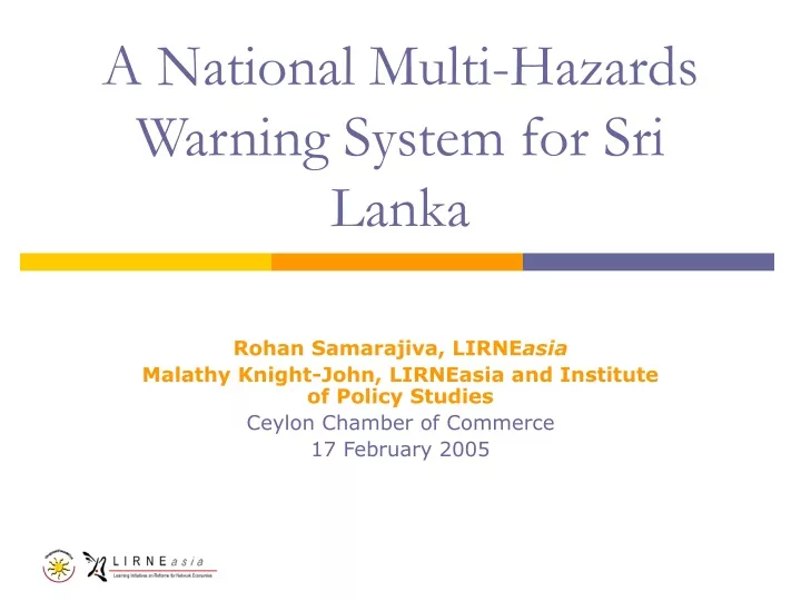 a national multi hazards warning system for sri lanka