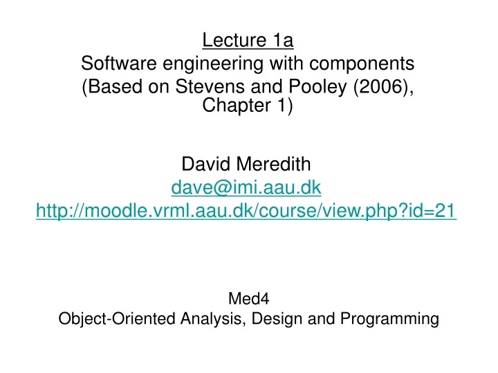 med4 object oriented analysis design and programming