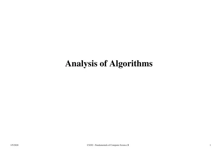 analysis of algorithms