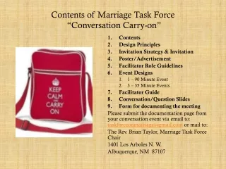 Contents of Marriage Task Force  “Conversation Carry-on”