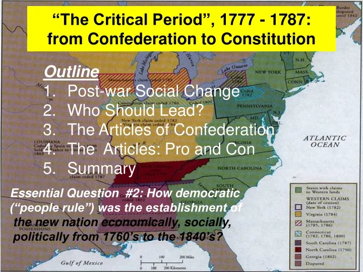 the critical period 1777 1787 from confederation to constitution