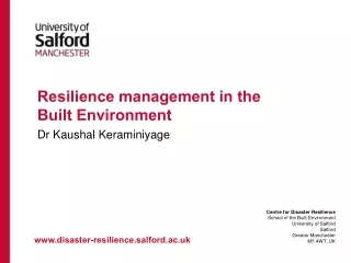 Resilience management in the Built Environment