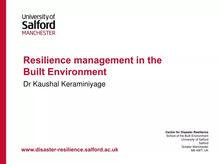 resilience management in the built environment