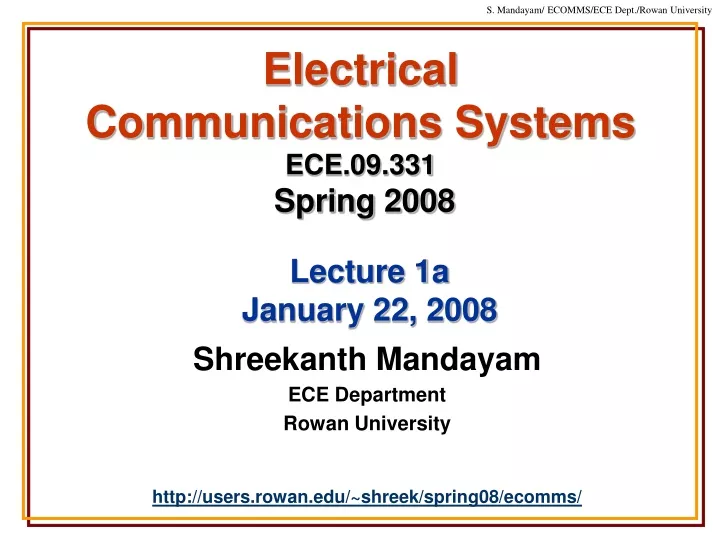 electrical communications systems ece 09 331 spring 2008