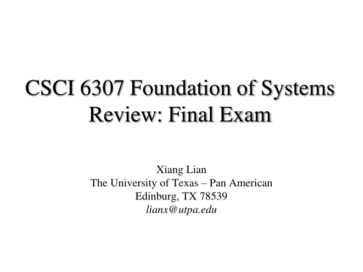 xiang lian the university of texas pan american edinburg tx 78539 lianx@utpa edu