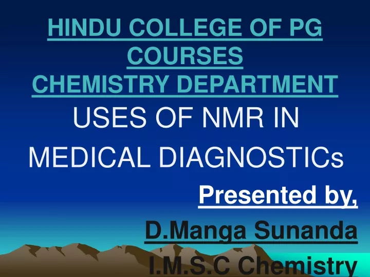hindu college of pg courses chemistry department