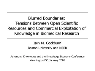 Iain M. Cockburn Boston University and NBER