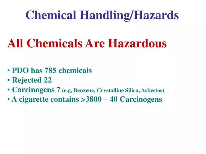 chemical handling hazards