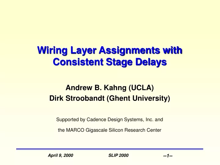 wiring layer assignments with consistent stage delays