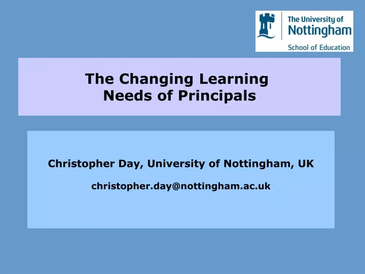 christopher day university of nottingham uk christopher day@nottingham ac uk