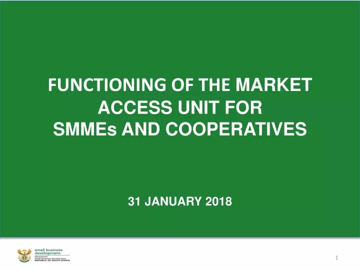 functioning of the market access unit for smmes and cooperatives