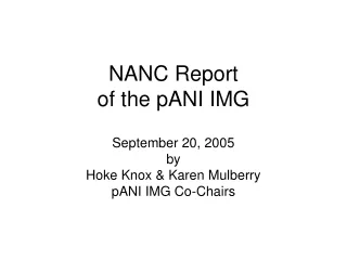 NANC Report  of the pANI IMG