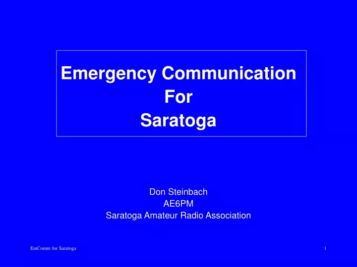 emergency communication for saratoga