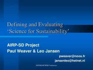 Defining and Evaluating  ‘Science for Sustainability’