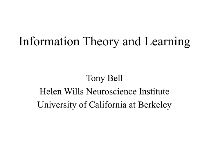 information theory and learning