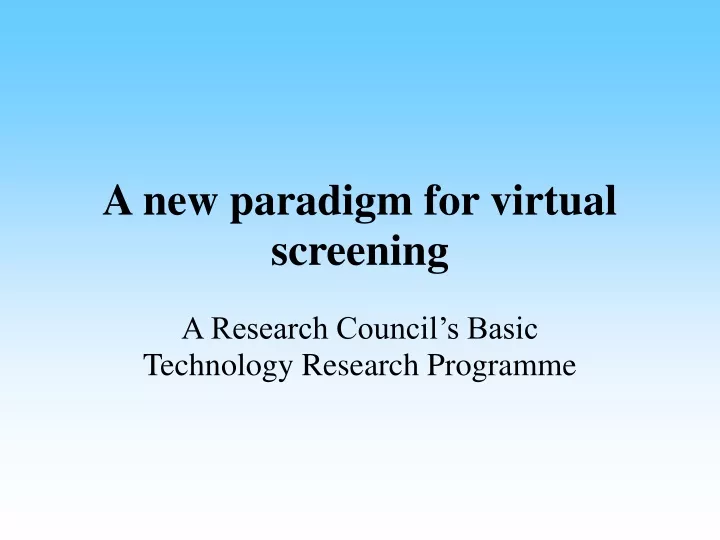 a research council s basic technology research programme