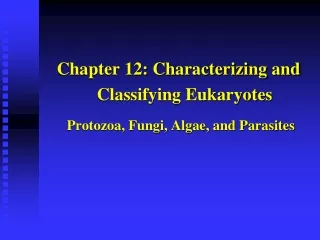 Chapter 12: Characterizing and Classifying Eukaryotes Protozoa, Fungi, Algae, and Parasites