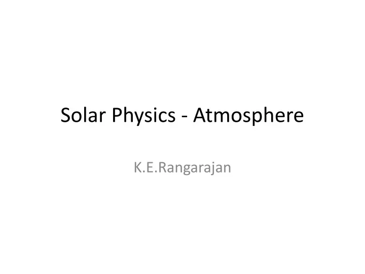 solar physics atmosphere