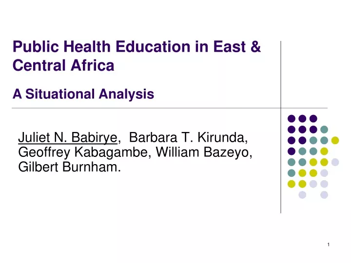 public health education in east central africa
