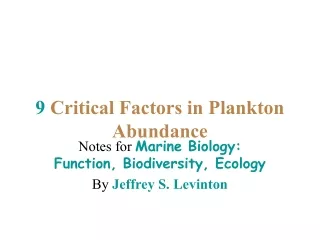9  Critical Factors in Plankton Abundance