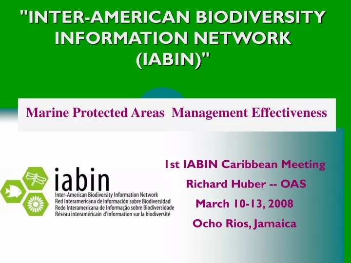 1st iabin caribbean meeting richard huber oas march 10 13 2008 ocho rios jamaica