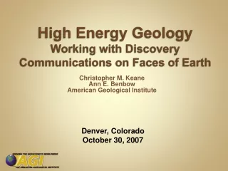 High Energy Geology Working with Discovery Communications on Faces of Earth