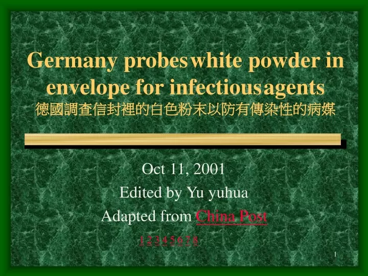 germany probes white powder in envelope for infectious agents