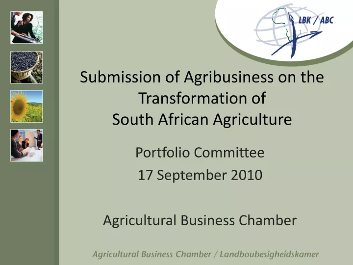 submission of agribusiness on the transformation of south african agriculture