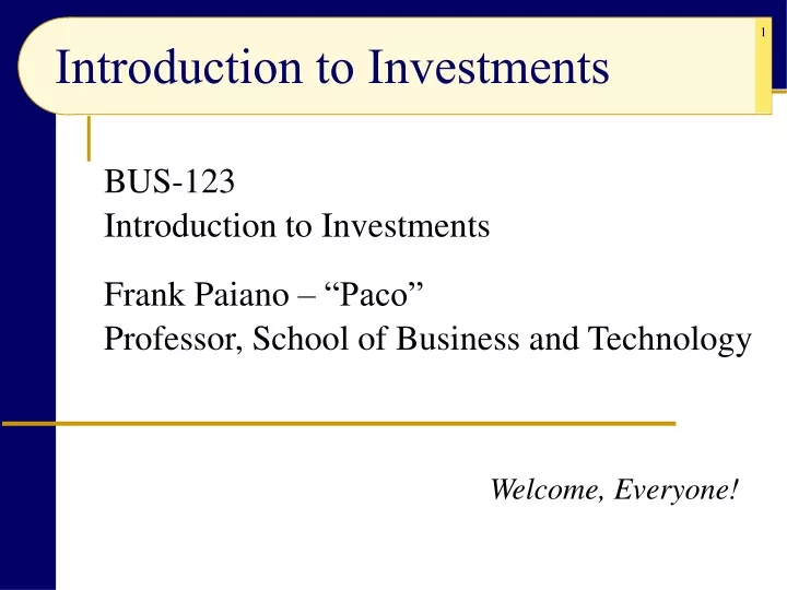 introduction to investments
