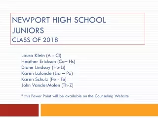 Newport High School  juniors Class of 2018