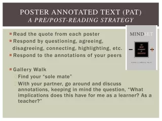 Poster Annotated Text (PAT) A Pre/Post-Reading Strategy