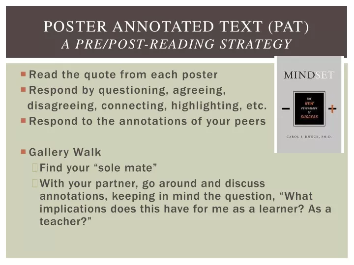 poster annotated text pat a pre post reading strategy