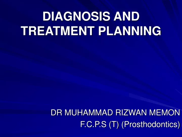 diagnosis and treatment planning