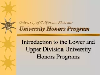 University of California, Riverside University Honors Program