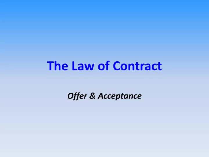 the law of contract